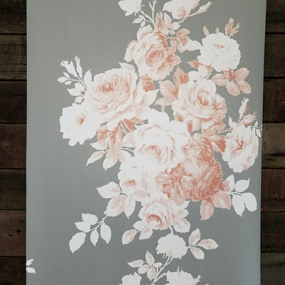 Magnolia Home Tea Rose Gray and Pink Floral Wallpaper