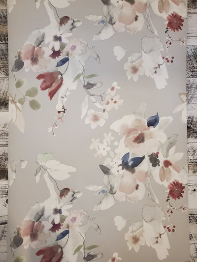 Grey Watercolor Floral Wallpaper