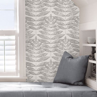 Terrain Peel and Stick Gray Botanical Wallpaper