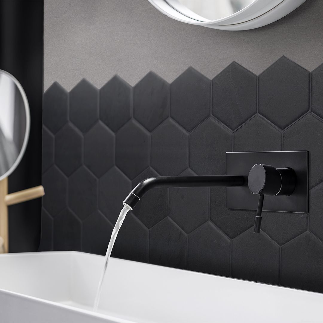 Smart Tiles Matte Black Hexagon Peel and Stick Tile Backsplash