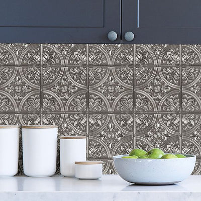 Chelsea Silver Faux Metallic Peel and Stick Backsplash Tile