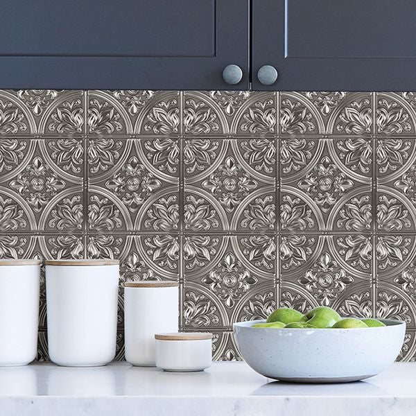 Chelsea Silver Faux Metallic Peel and Stick Backsplash Tile