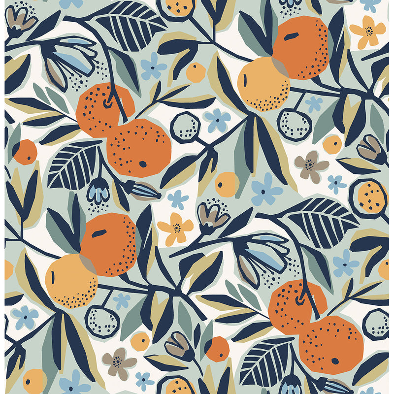 Clementine Garden Peel and Stick Wallpaper