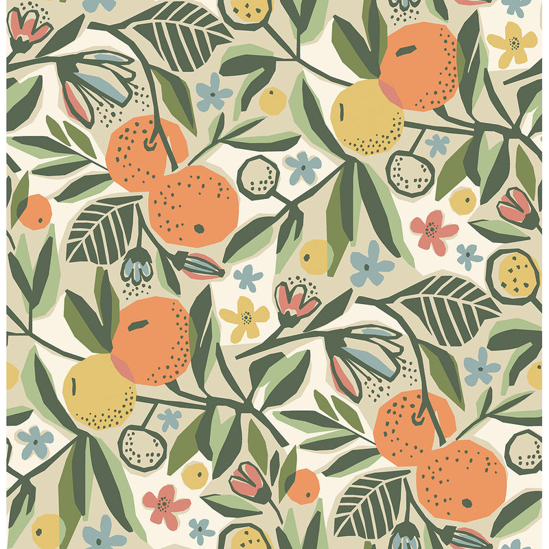 Clementine Garden Peel and Stick Wallpaper