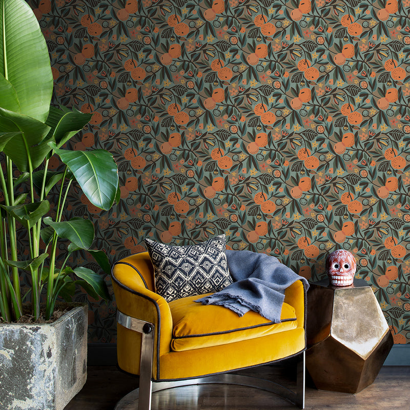 Clementine Garden Peel and Stick Wallpaper