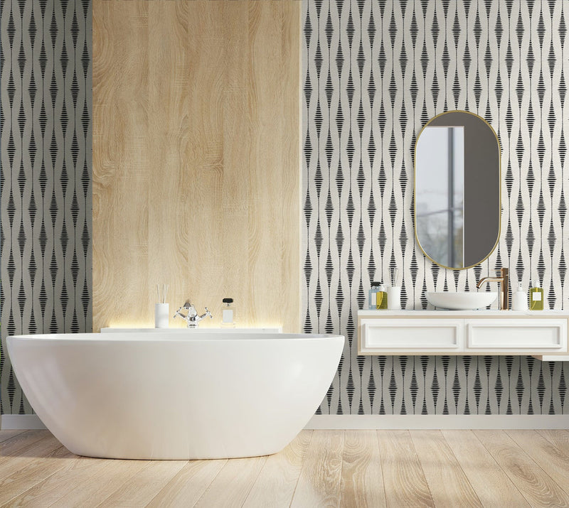 NextWall Peel and Stick Ikat Stripe Wallpaper