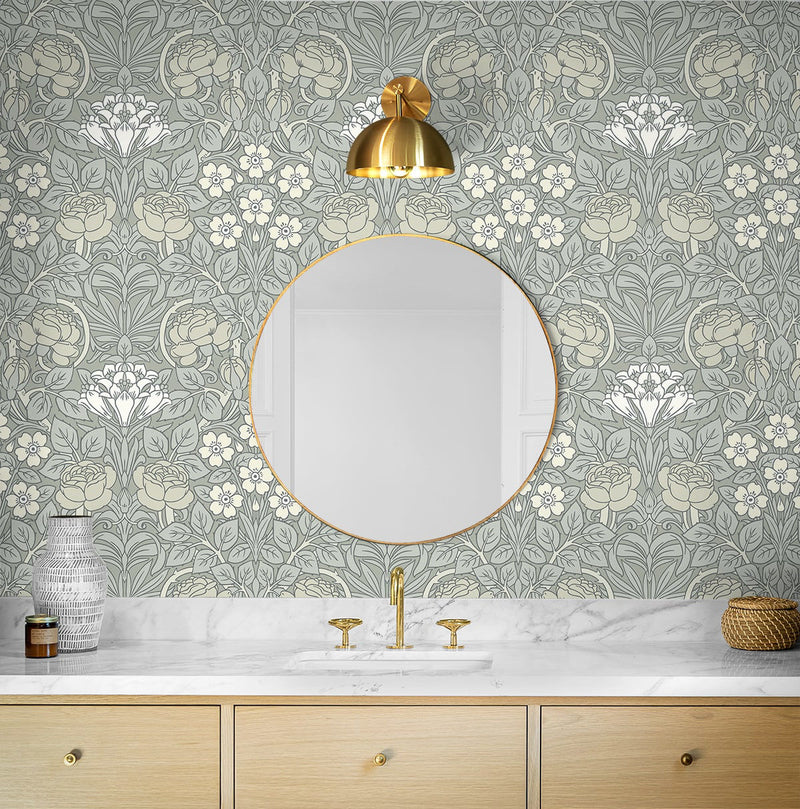 NextWall Peel and Stick Morris Rose Wallpaper