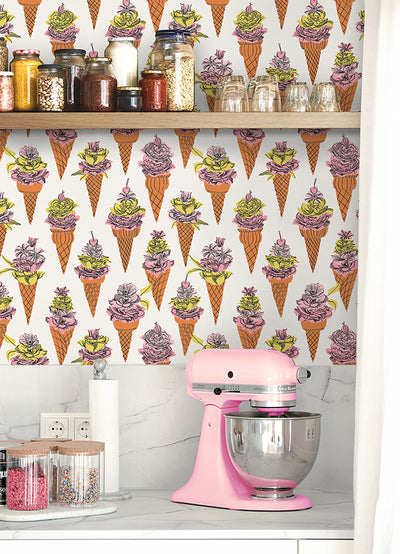 Floral Ice Cream Peel and Stick Wallpaper Wallpops Dylan M Collection