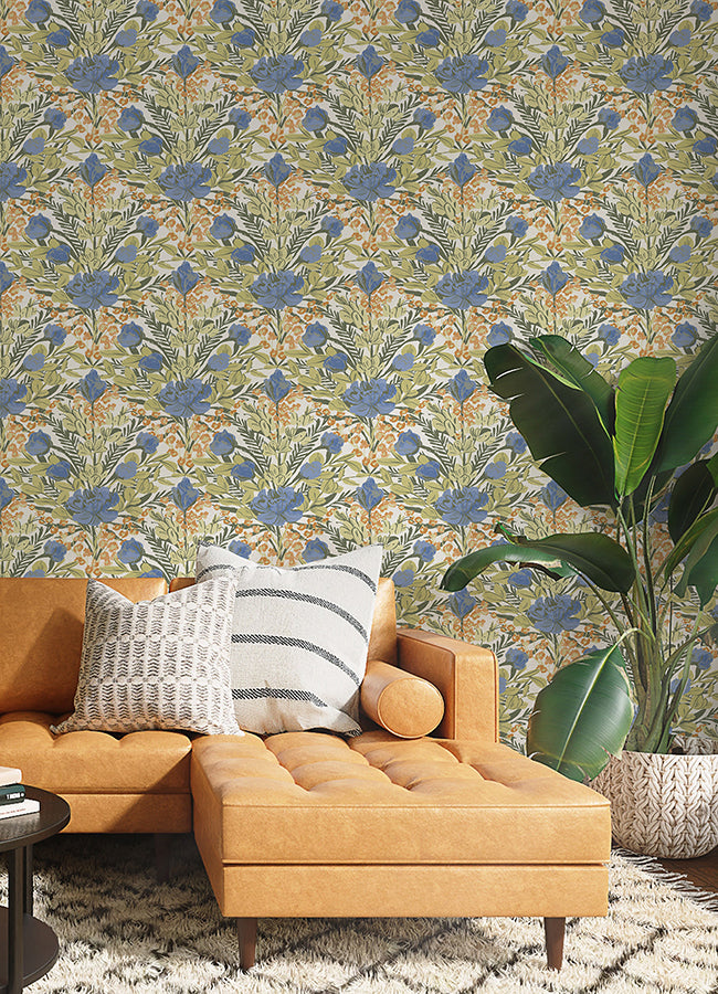 Multi Moody June Blooms Peel and Stick Wallpaper Wallpops Dylan M Collection