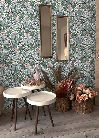 Multi Moody June Blooms Peel and Stick Wallpaper Wallpops Dylan M Collection