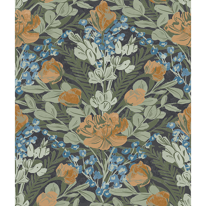 Multi Moody June Blooms Peel and Stick Wallpaper Wallpops Dylan M Collection