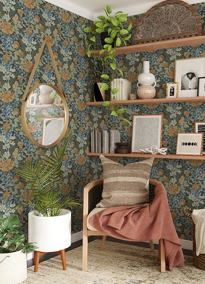 Multi Moody June Blooms Peel and Stick Wallpaper Wallpops Dylan M Collection