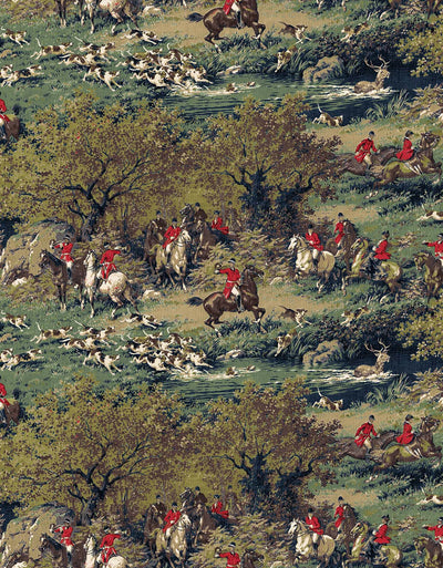 Taunton Vintage Horse and Hound Hunting Scene Wallpaper