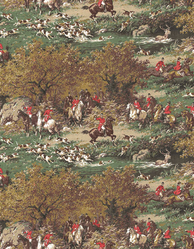 Taunton Vintage Horse and Hound Hunting Scene Wallpaper