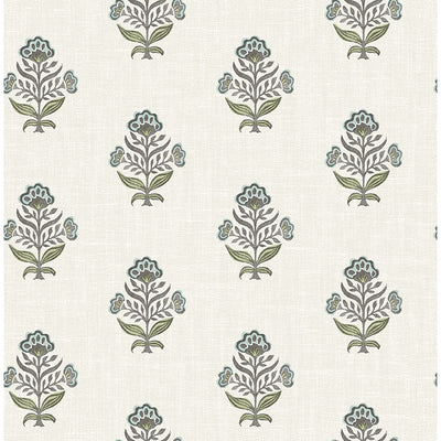 Hollyhock Floral Crest Wallpaper