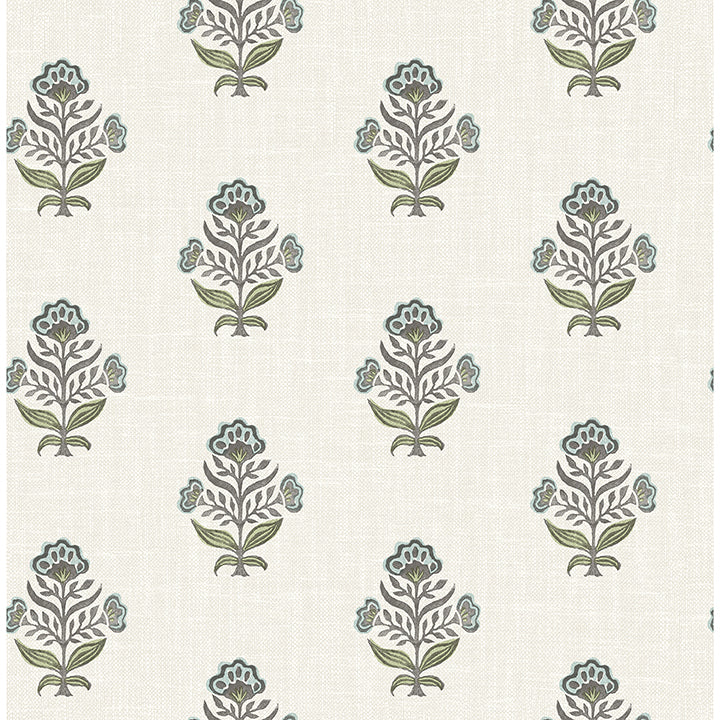 Hollyhock Floral Crest Wallpaper