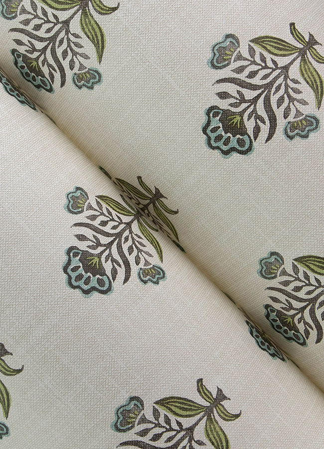 Hollyhock Floral Crest Wallpaper