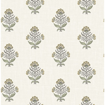 Hollyhock Floral Crest Wallpaper