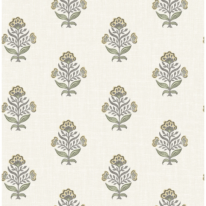 Hollyhock Floral Crest Wallpaper