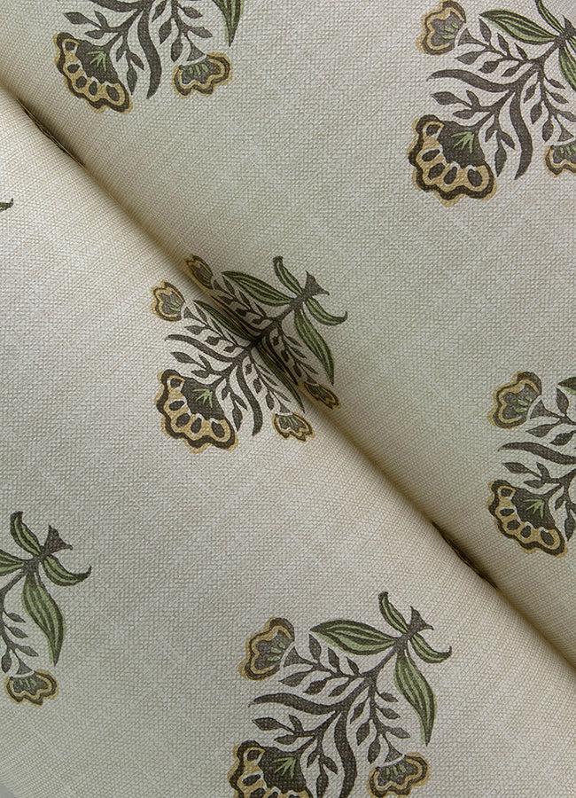 Hollyhock Floral Crest Wallpaper