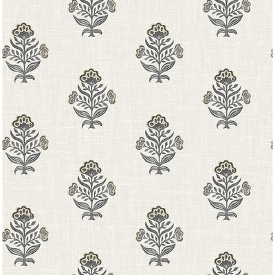 Hollyhock Floral Crest Wallpaper