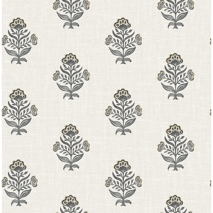 Hollyhock Floral Crest Wallpaper