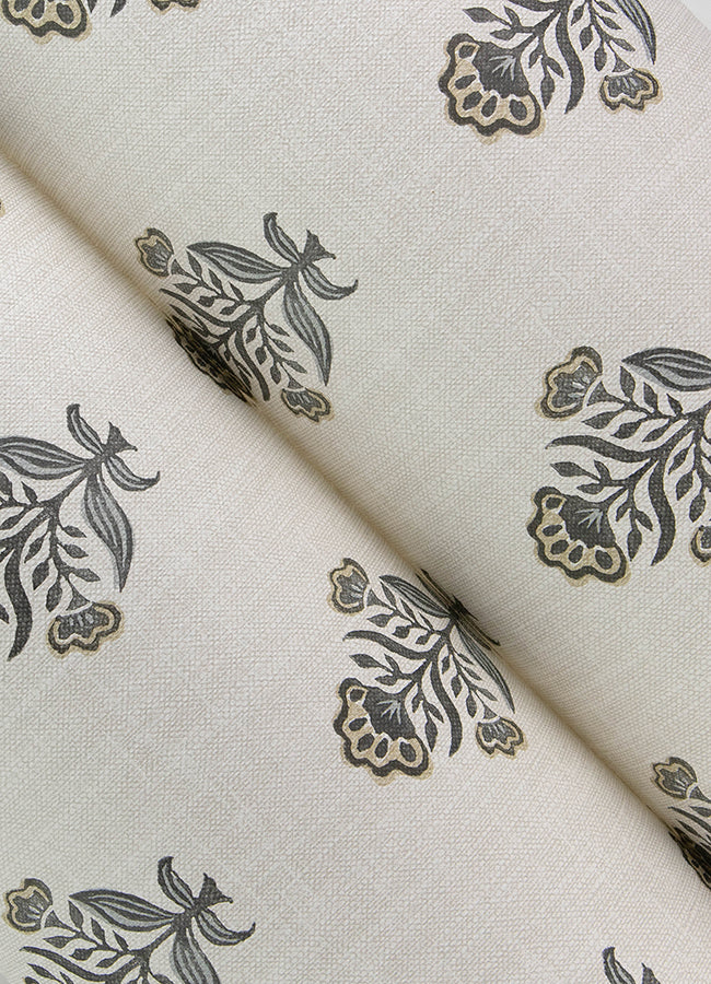 Hollyhock Floral Crest Wallpaper