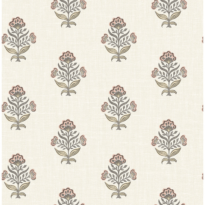 Hollyhock Floral Crest Wallpaper