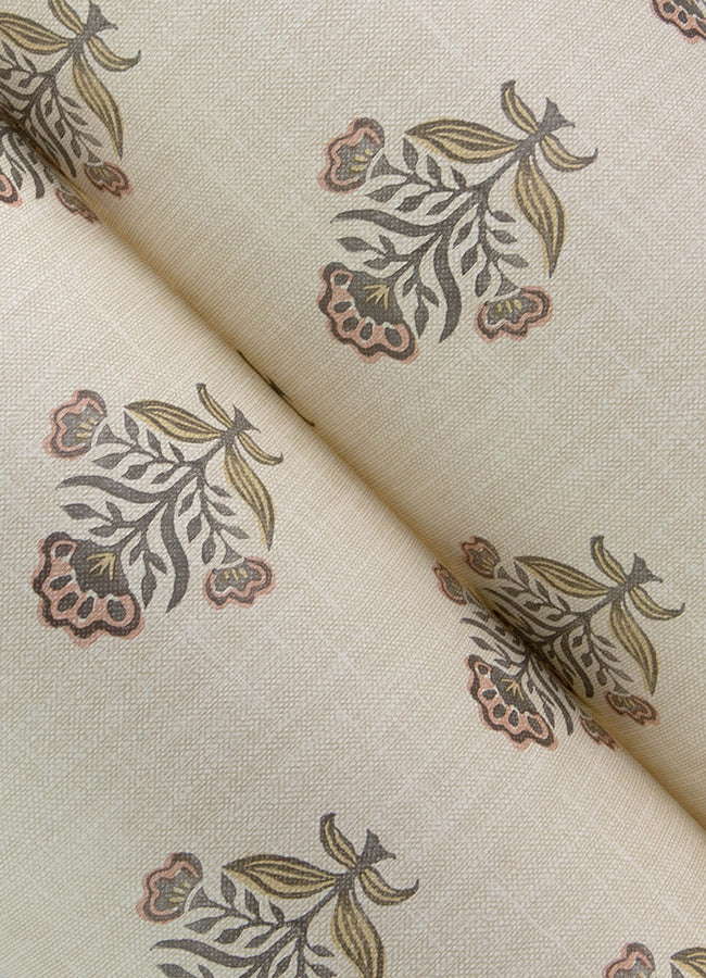 Hollyhock Floral Crest Wallpaper