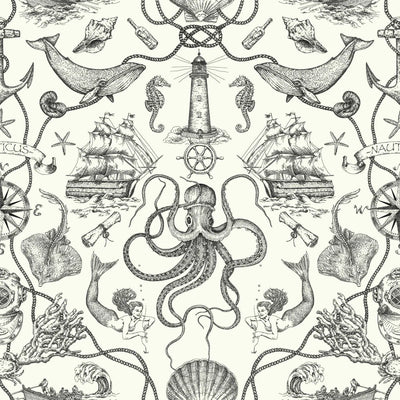 Deep Sea Toile Nautical Wallpaper