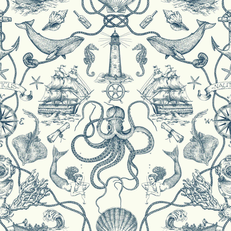 Deep Sea Toile Nautical Wallpaper