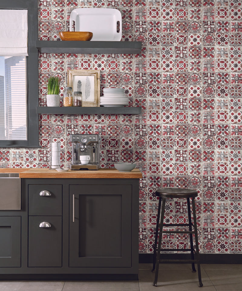 Encaustic Tile Premium Peel and Stick Wallpaper