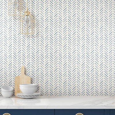 Painted Herringbone Peel and Stick Wallpaper