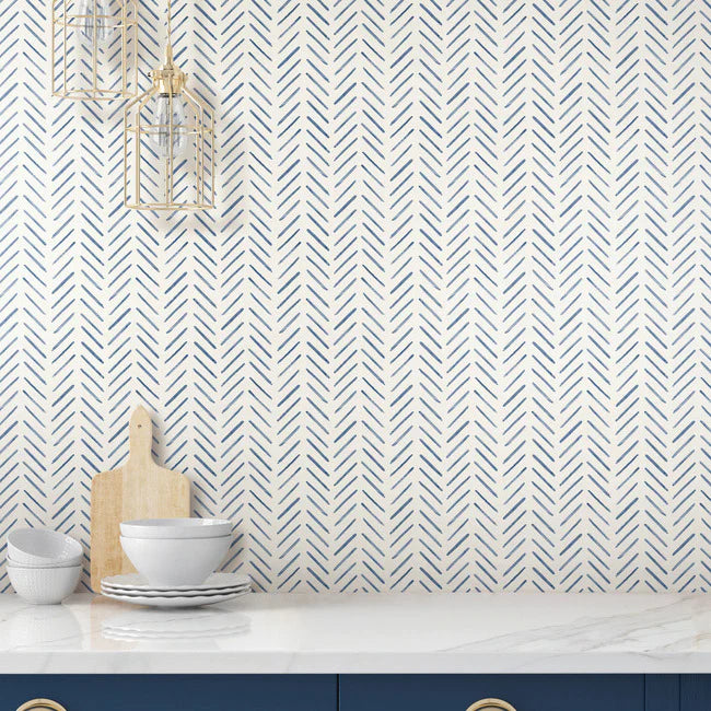 Painted Herringbone Peel and Stick Wallpaper