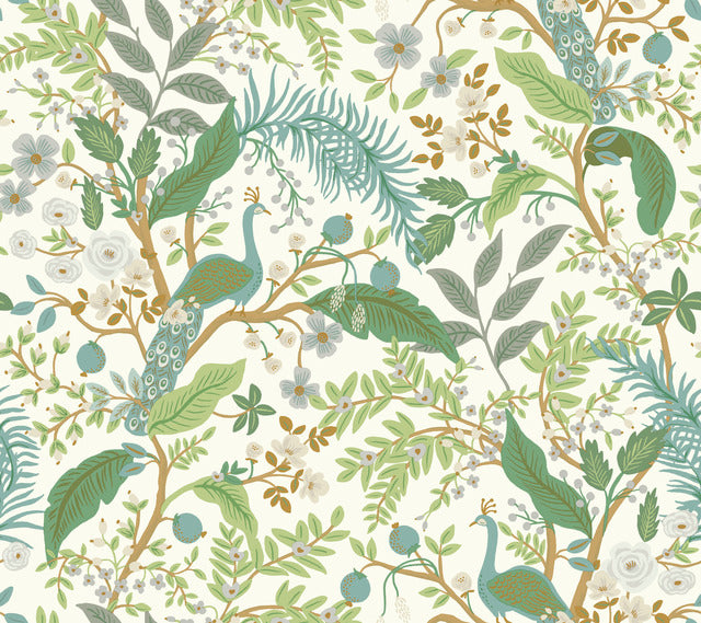 Rifle Peacock Garden Premium Peel and Stick Wallpaper