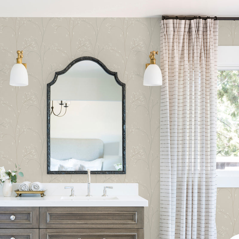 Blossom Stripe Black Peel and Stick Wallpaper