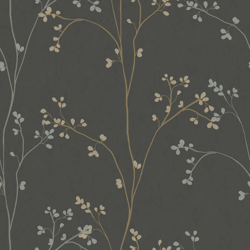 Blossom Stripe Black Peel and Stick Wallpaper
