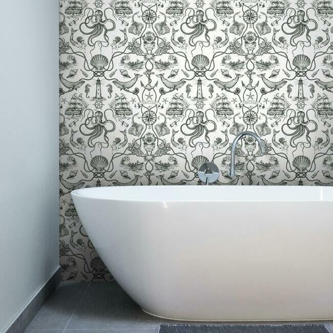 Deep Sea Toile Nautical Wallpaper