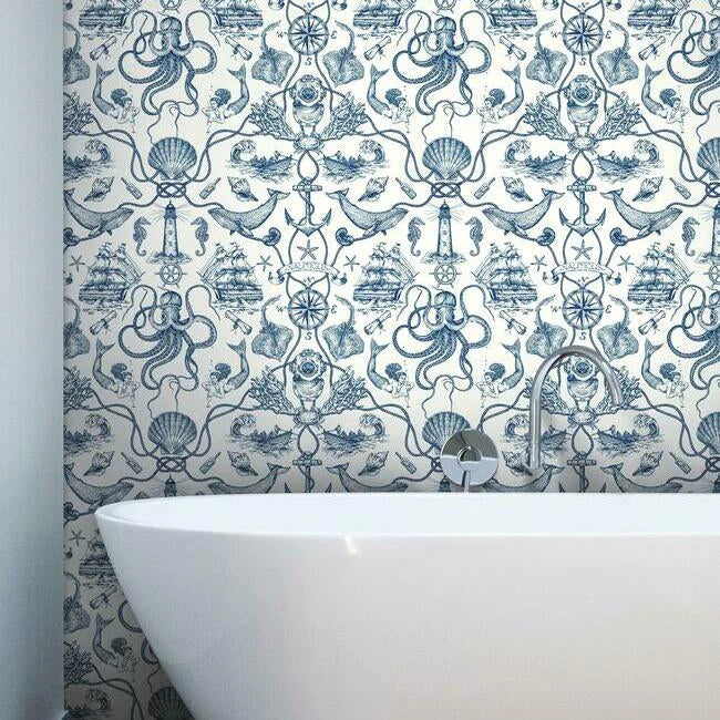 Deep Sea Toile Nautical Wallpaper