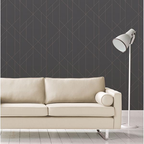 Torpa Charcoal Geometric Wallpaper