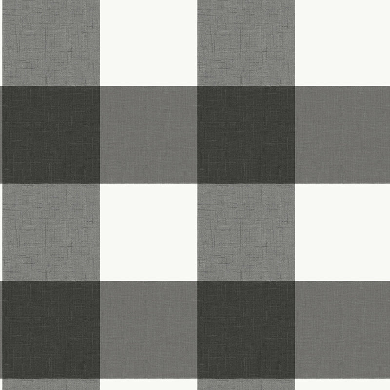 Plaid Farmhouse Black and White Peel and Stick Wallpaper