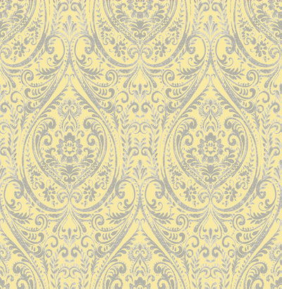 Yellow Grey Contemporary Modern Vintage Damask SZ001868