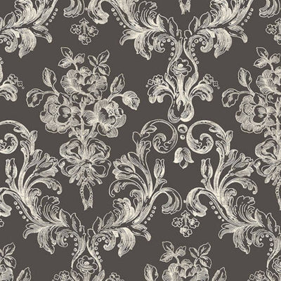 Victorian damask black white wallpaper GC29827