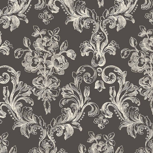 Victorian damask black white wallpaper GC29827