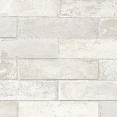 faux white gray brick wallpaper LL29532