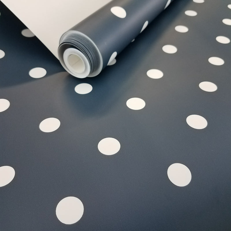 Magnolia Home Navy Blue White Polka Dots Wallpaper