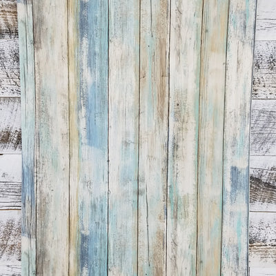Blue Distressed Barnwood Plank Wood Peel and Stick Wallpaper