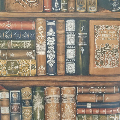 Trompe l'oiel Library Book Shelf Wallpaper