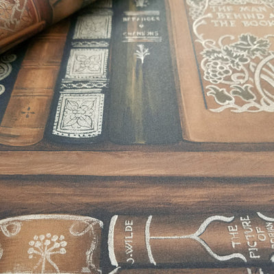 Trompe l'oiel Library Book Shelf Wallpaper