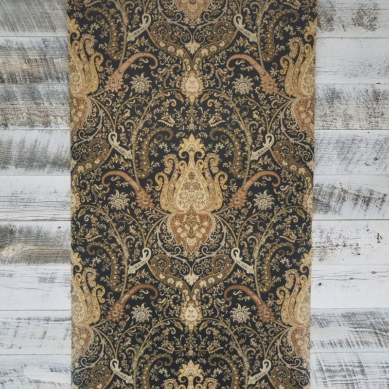 Waverly Byzance Copper and Black Damask Wallpaper